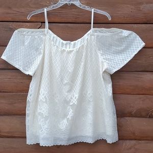 Beautiful ivory lace off the shoulders blouse